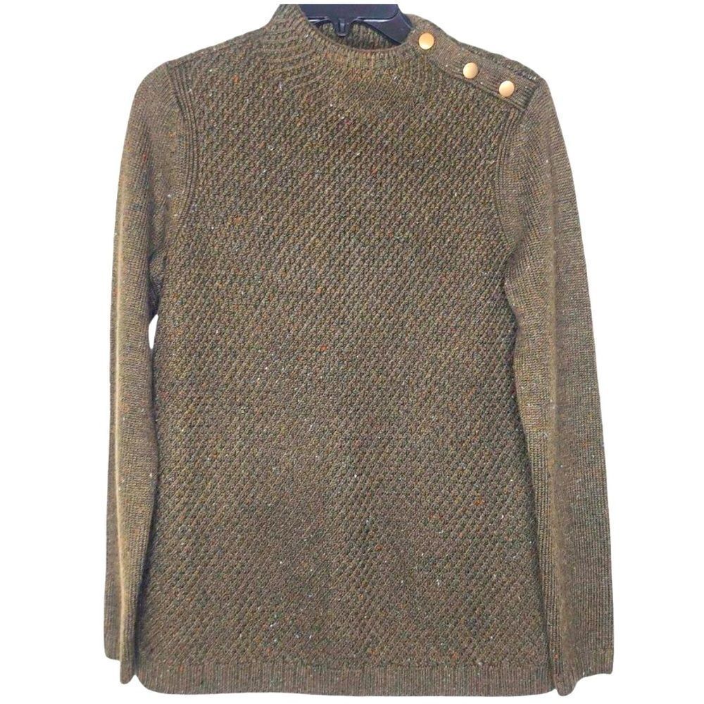 TALBOTS Beautiful Knit Mock Neck Sweater Button XS